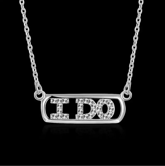 "I DO" Necklace Pendant Charm - Picture 7 of 8